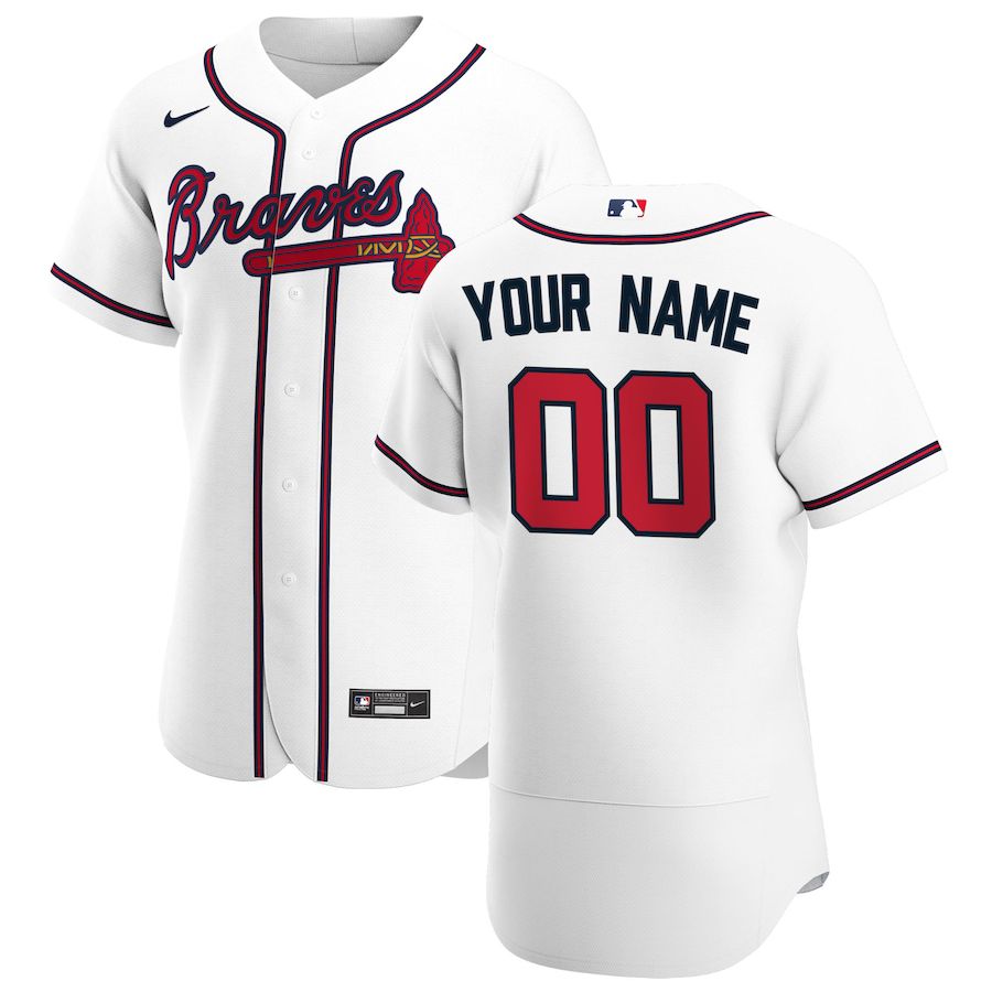 Cheap Mens Atlanta Braves Nike White Home Authentic Custom MLB Jerseys